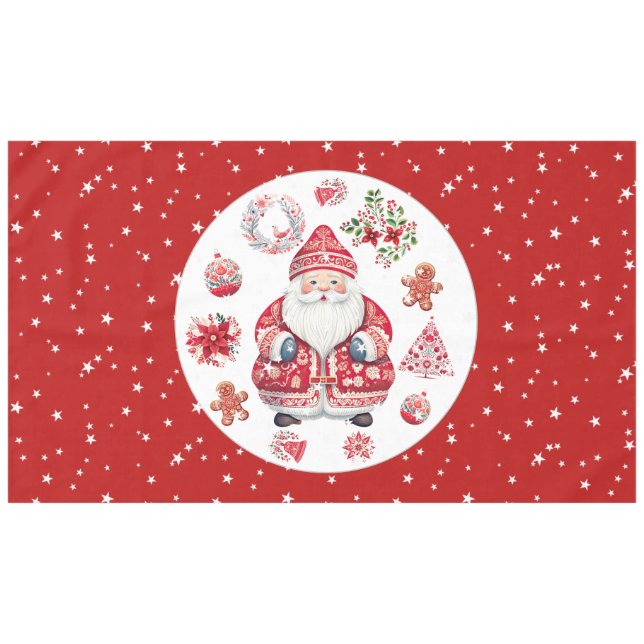 Toalha De Mesa Escandinavo Papai Noel Vermelho Grande (Frente (Horizontal))