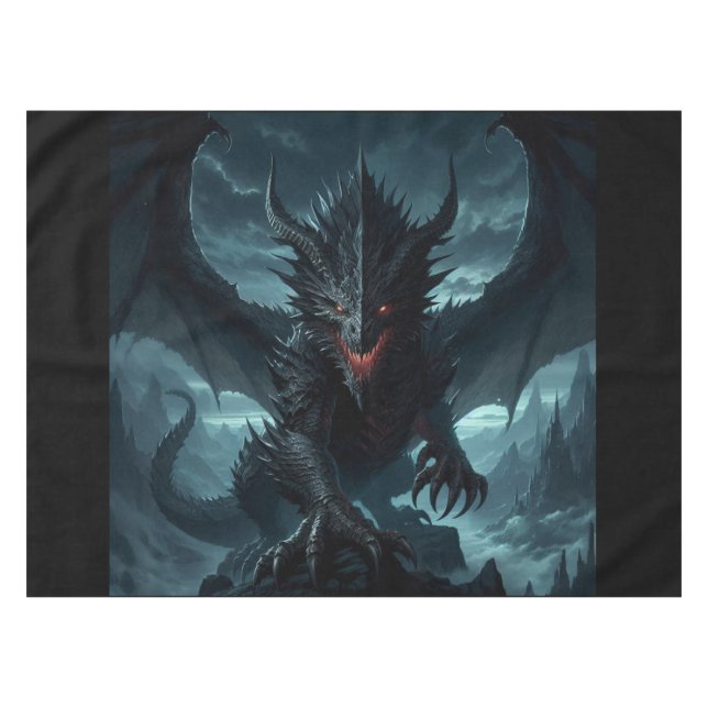 Toalha De Mesa Escuro, Dragão Medieval (Frente (Horizontal))