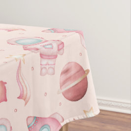 Toalha De Mesa Espaço de Meninas Aniversário Astronauta Rosa