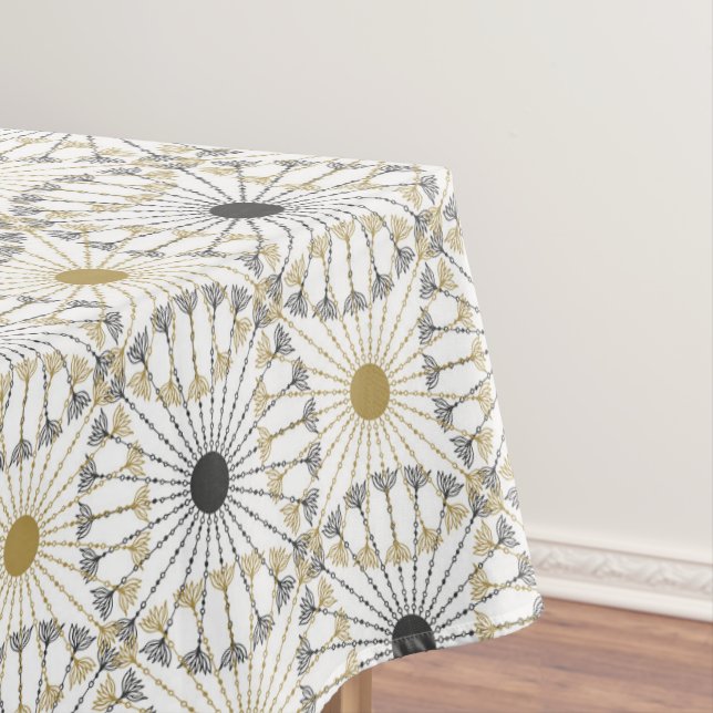 Toalha De Mesa Espirais modernos em Dourado e preto (Posição Original)