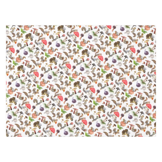 Toalha De Mesa Esquilos com Tableloth de Cogumelos (Frente (Horizontal))