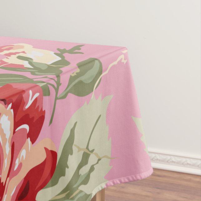 Toalha de mesa estampada clássica com rosa vermelh (Posição Original)