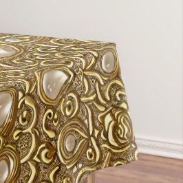 Toalha De Mesa Estilo Barroco Padrão Dourado Queimado