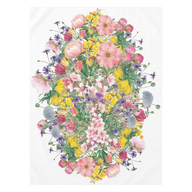 Toalha De Mesa Estilo Botânico de Banguecoque de Flor Selvagem (Frente)