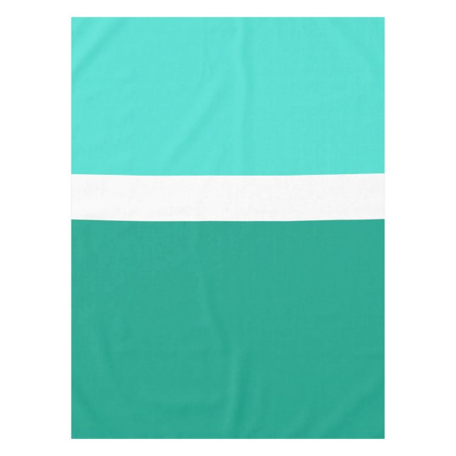 Toalha De Mesa Estilo de Bloco de Cor Branco Turquesa Design (Frente)