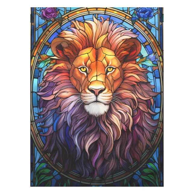 Toalha De Mesa Estilo de Tiffany, Lion Majestésico (Frente)