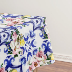 Toalha De Mesa estilo italiano,azulejos,majolica,Impressão de tud