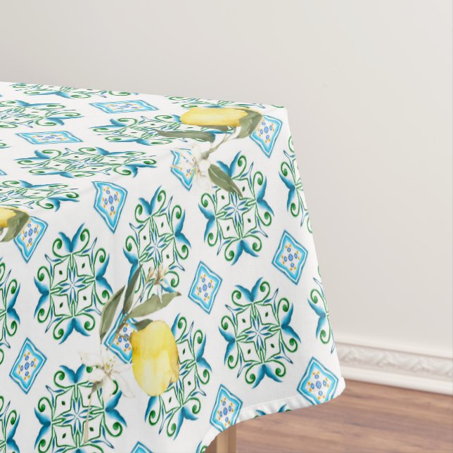 Toalha De Mesa estilo italiano,azulejos,majolica,limão,Impressão  (Posição Original)