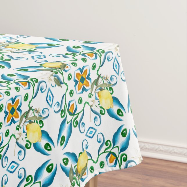 Toalha De Mesa estilo italiano,azulejos,majolica,limão,Impressão  (Posição Original)