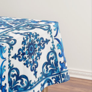 Toalha De Mesa estilo italiano,Mediterrâneo,mosaico,azul,