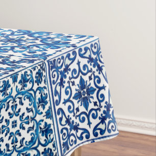 Toalha De Mesa estilo italiano,Mediterrâneo,mosaico,azul,