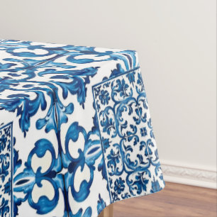 Toalha De Mesa estilo italiano,Mediterrâneo,mosaico,azul,