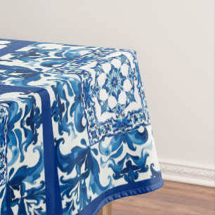 Toalha De Mesa estilo italiano,Mediterrâneo,mosaico,azul,