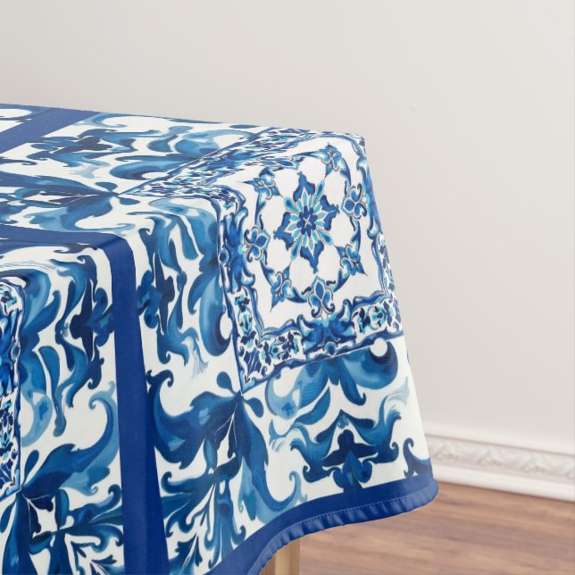Toalha De Mesa estilo italiano,Mediterrâneo,mosaico,azul, (Posição Original)
