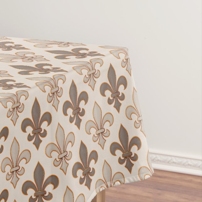 Toalha De Mesa Estilo Real Fleur-de-lis Terra Neutra (Posição Original)