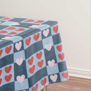 Toalha De Mesa Estilo Rustic Hearts Denim