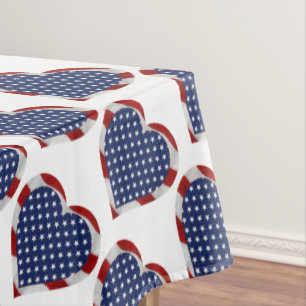 Toalha De Mesa Estrelas Americanas e Stripes Corações Patriótico