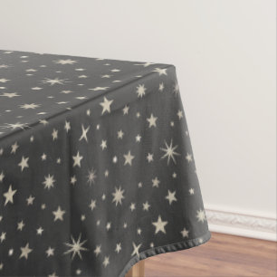 Toalha De Mesa Estrelas Celestiais de Prata - Cinza de carvão veg