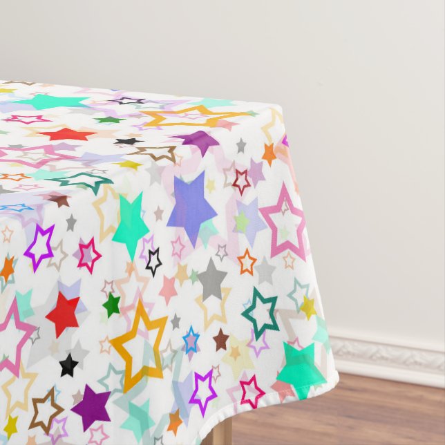 Toalha De Mesa Estrelas Coloridas Brancas  (Posição Original)