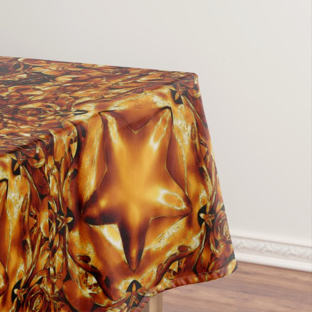 Toalha De Mesa Estrelas de Natal Douradas de Cobre Festivas Elega (Posição Original)