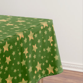 Toalha De Mesa Estrelas de Natal Douradas verdes elegantes brilha
