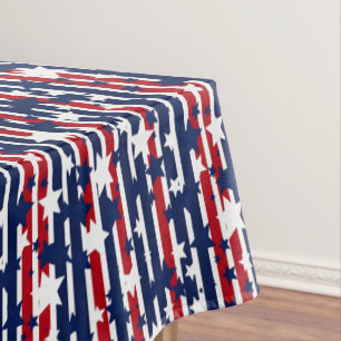 Toalha De Mesa Estrelas e Stripes Patriotas Vermelhas, Brancas e