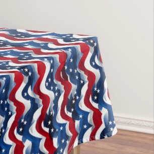 Toalha De Mesa Estrelas e Stripes Patriotas Vermelhas, Brancas e