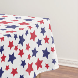 Toalha De Mesa Estrelas Vermelhas e Azuis, 4 de Julho, Fundo Bran
