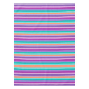Toalha De Mesa Estrias Azuis Laranja Roxo