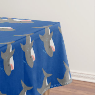 Toalha De Mesa Excelente de desenho animado branco de tubarão fel