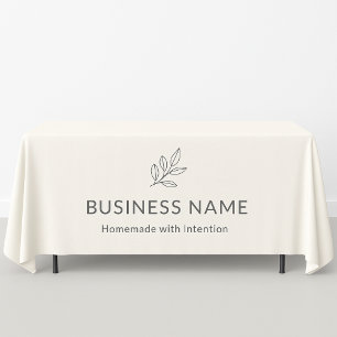Toalha De Mesa Exposição de Logotipo Botânico Neutro Minimalista