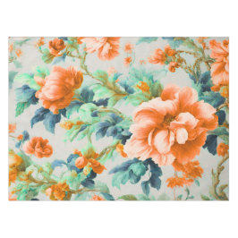 Toalha De Mesa Exuberantes Flores Douradas e Folhas Azuis e Verde