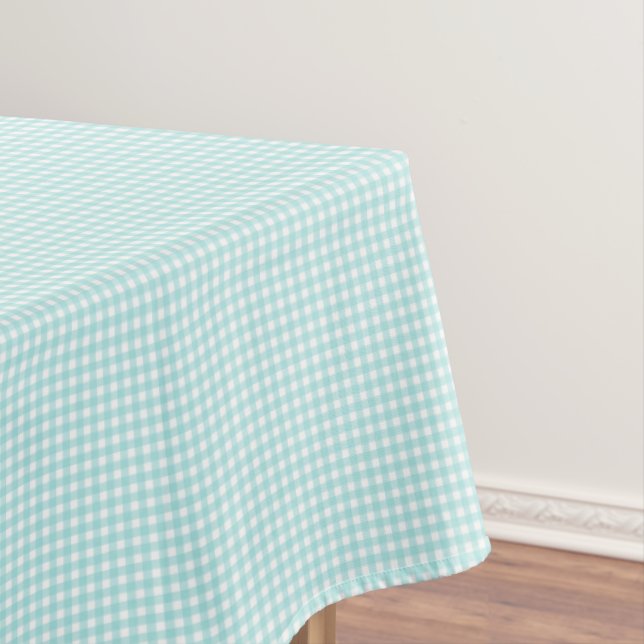Toalha De Mesa F & L Aqua Gingham (Posição Original)