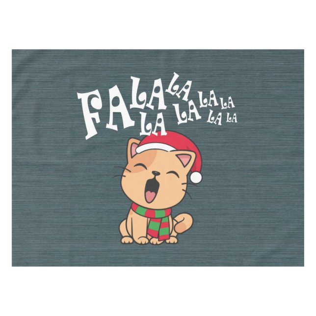 Toalha De Mesa Fa La La La La La Natal Cantando | Tablecloth (Frente (Horizontal))