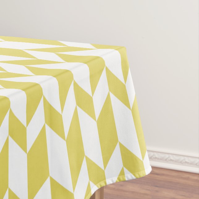 Toalha De Mesa Faixa Chevron com Seta de Dois Tom Negrito Amarelo (Posição Original)