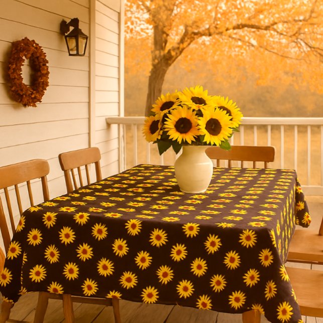 Toalha De Mesa Fall Season Sunflower Impressão no Brown (Criador carregado)