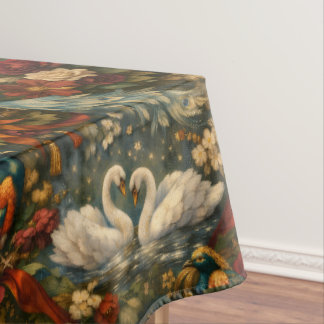 Toalha De Mesa Fantasia de Aves Exóticas Botânica Antiga