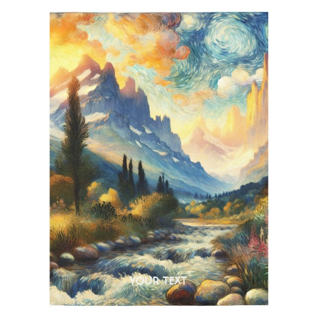 Toalha De Mesa Fantasy Bonitas Montanhas Paisagem (Frente)