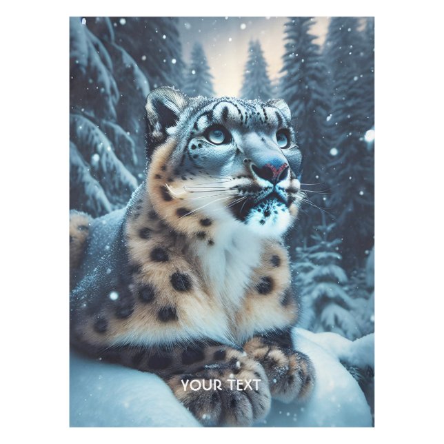 Toalha De Mesa Fantasy Cuja Neve de inverno é Leopardo (Frente)