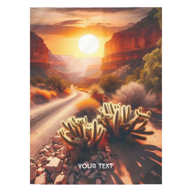 Toalha De Mesa Fantasy Curioso Sol Desert Sunset (Frente)