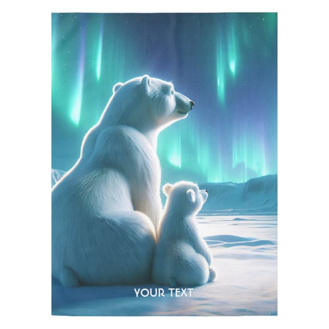 Toalha De Mesa Fantasy Cute Bears Aurora Borealis (Frente)