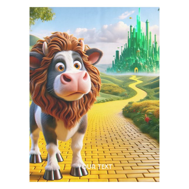 Toalha De Mesa Fantasy Cute Cow Lion Road (Frente)