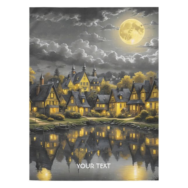 Toalha De Mesa Fantasy Cute Night Lake Moon (Frente)