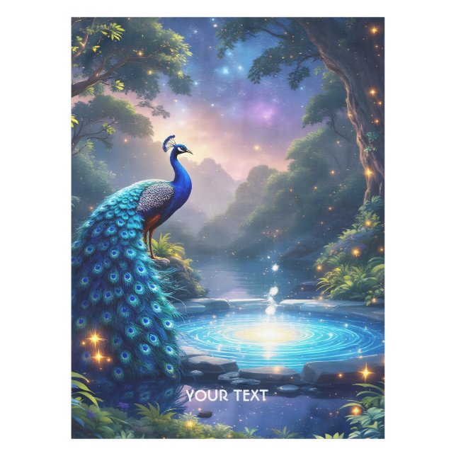 Toalha De Mesa Fantasy Cute Night Puddle Peacock (Frente)
