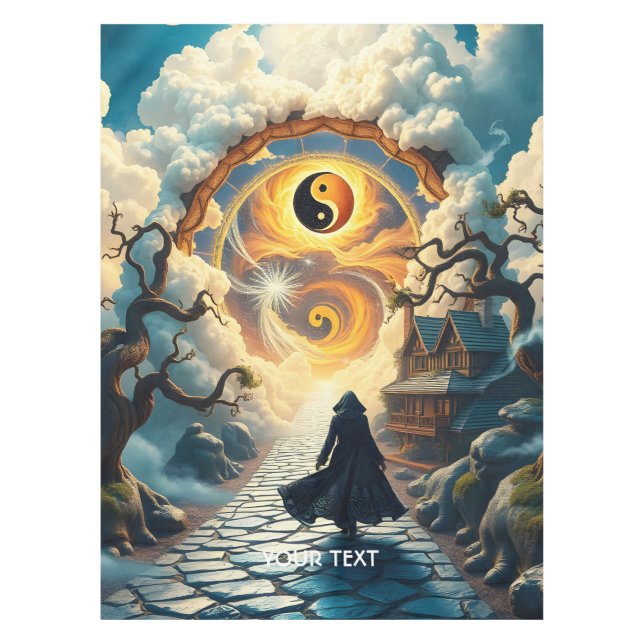 Toalha De Mesa Fantasy Cute Road Trees Man (Frente)