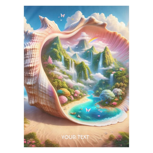 Toalha De Mesa Fantasy Cute Seashell - Paisagem oculta (Frente)