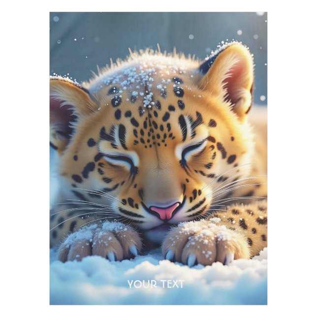 Toalha De Mesa Fantasy Cute Winter Baby Lepard (Frente)
