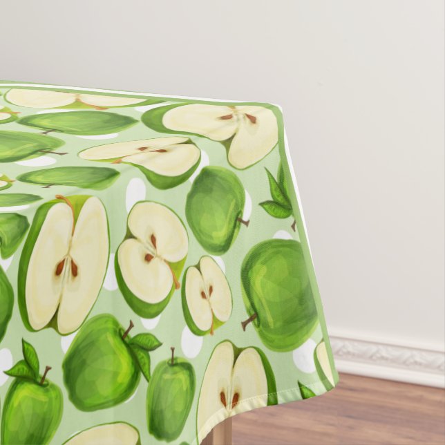 Toalha De Mesa Fatia de Maçã Fofa Bolinha e Chevron Verde (Posição Original)