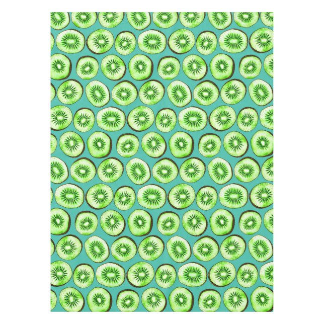 Toalha De Mesa Fatias de Kiwi em turquesa (Frente)