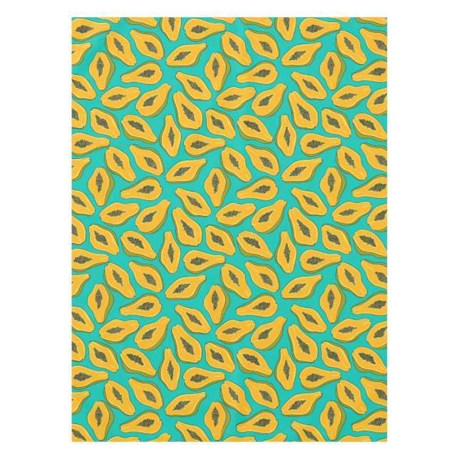 Toalha De Mesa Fatias de Papaya na Turquesa (Frente)